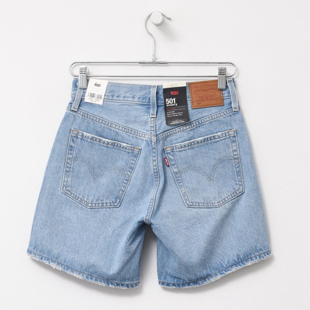 Levi's 501 Mid Thigh Light Wash Denim Shorts - Picture 4 of 7